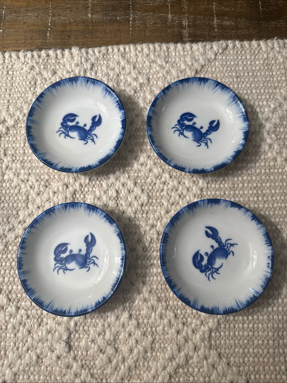 Blue Crab Ceramic Dipping/Soy Sauce Dishes- Set of 4